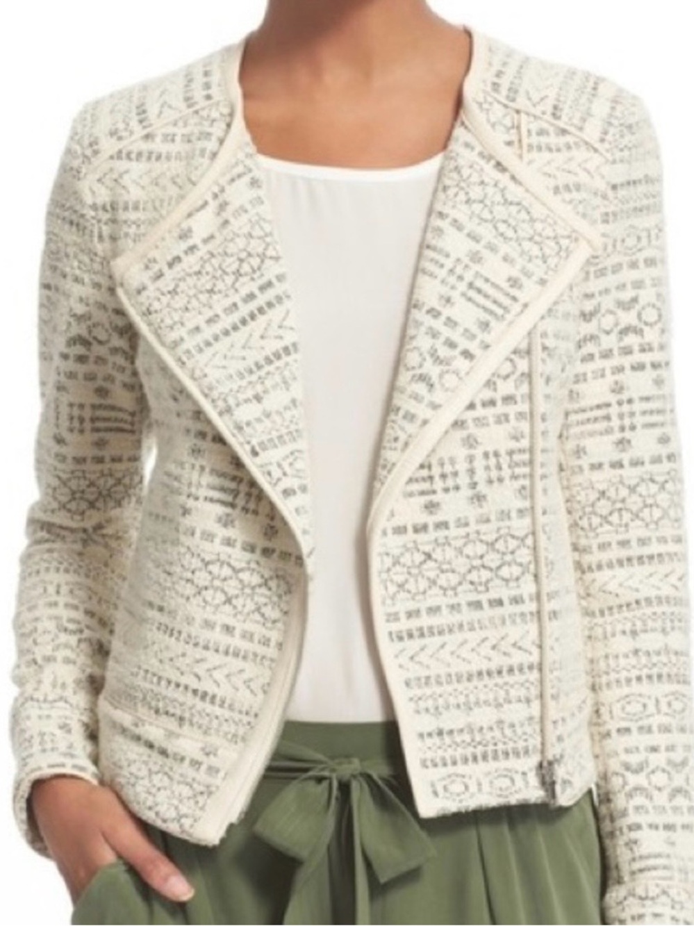 Joie Jacquard Tweed ´Pattyn' Moto Jacket Medium